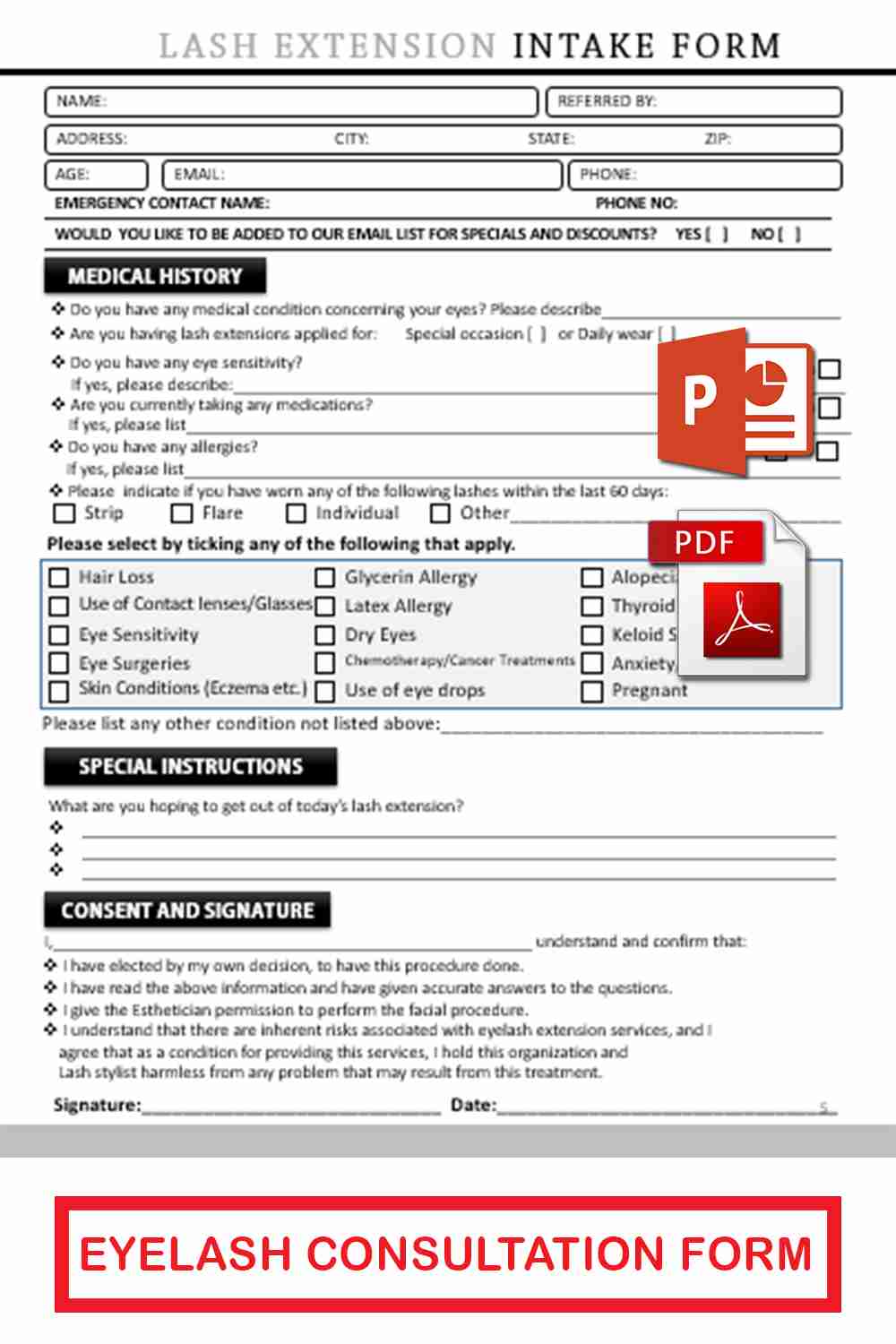 Printable Eyelash Extension Consent Form Template 